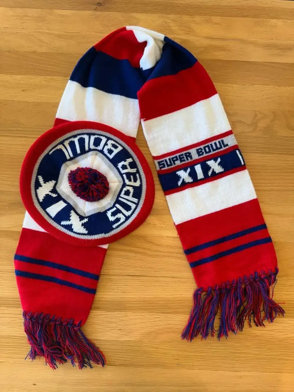 BUNDLE Super Bowl XIX 1985 Winter Scarf & Hat Vintage Collectible